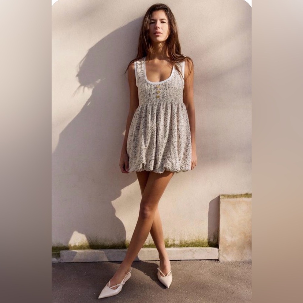 Zara Balloon Textured Dress